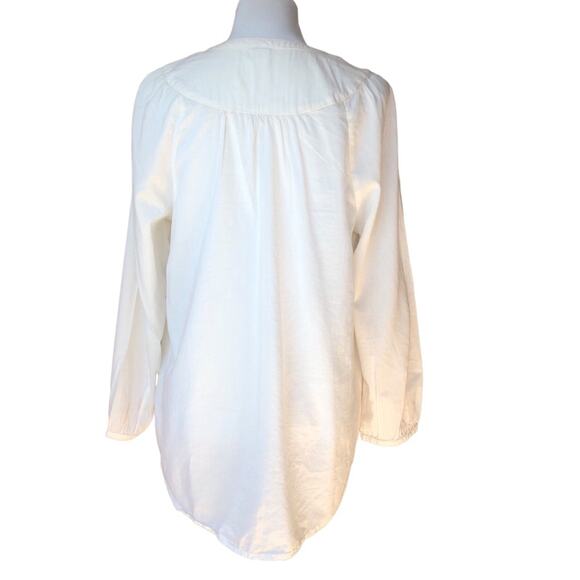 NWT Old Navy bib front ivory cotton blouse long sleeve lightweight sz M - Picture 4 of 6